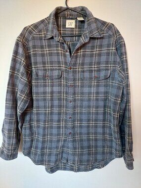 Gap Men's M Flannel Shirt 100% Cotton Grey
